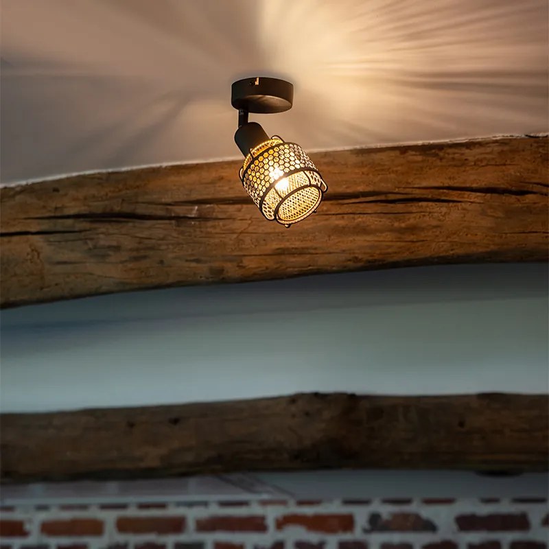 Дизайнерски таванна лампа черен със злато - Noud