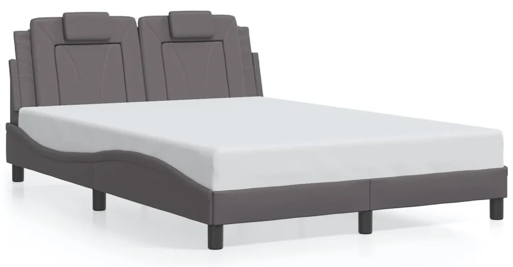3208099 vidaXL Рамка за легло Viana без матрак, сива, 140x200 см, изкуствена кожа