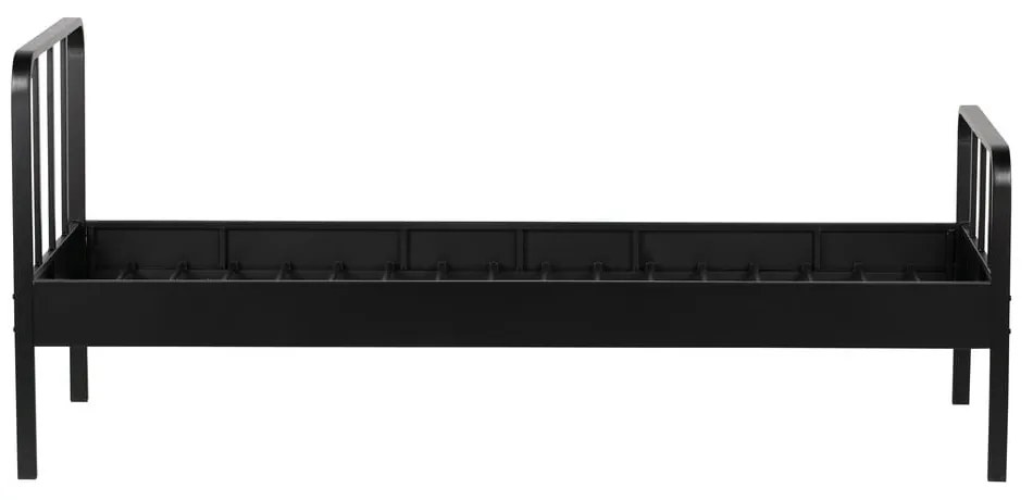 Черно метално единично легло с решетка 90x200 cm Mees - WOOOD