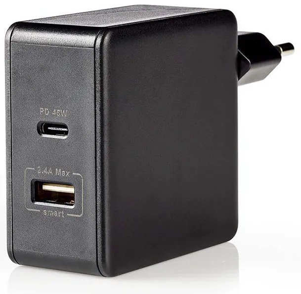 Универсално зарядно устройство Nedis с 2 изхода USB-A & USB-C, 3.0A
