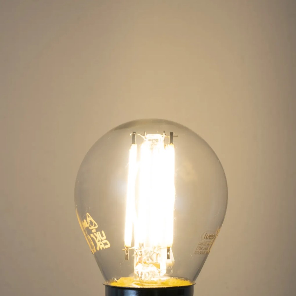 Комплект от 5 E27 димируеми LED филаментни крушки G45 прозрачни 4W 470 lm 2700K