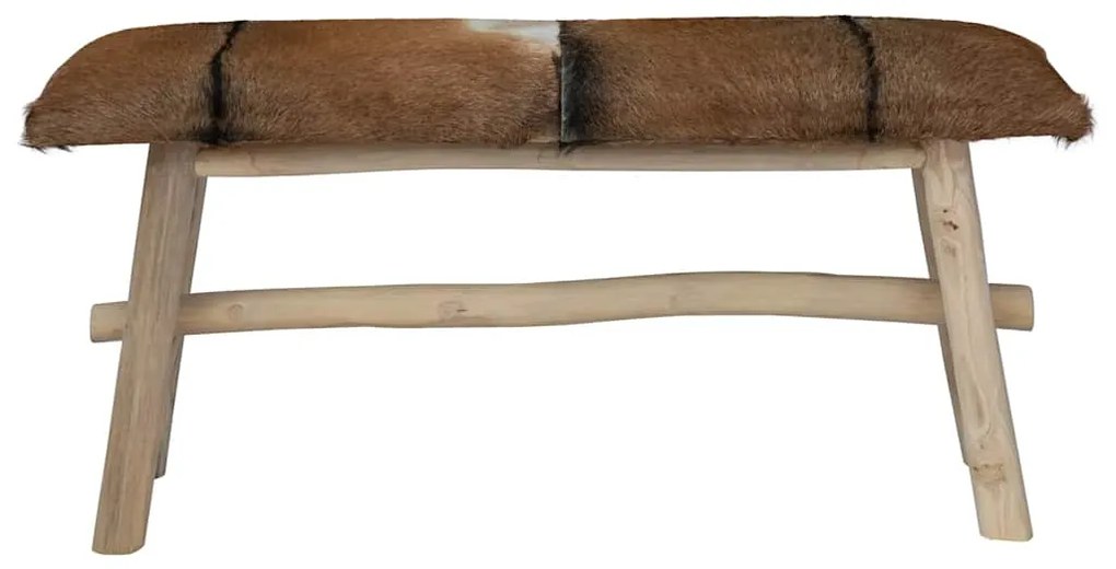 244547 vidaXL Пейка от козя кожа и тиково дърво