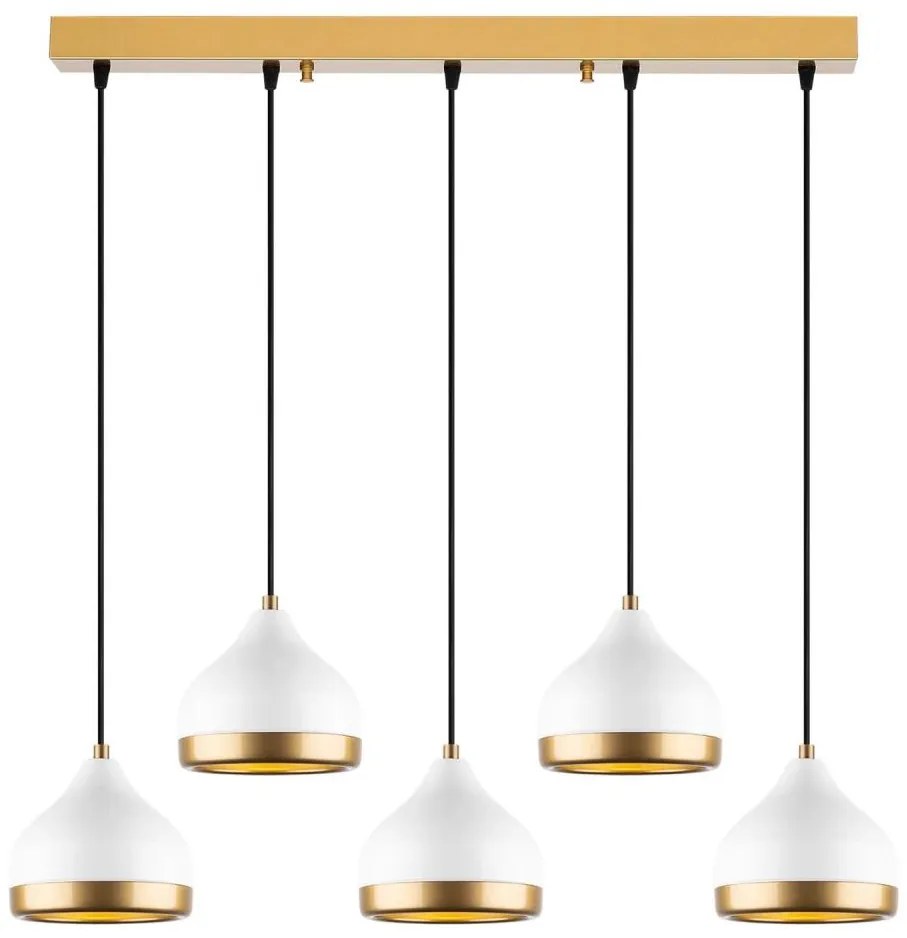 Полилей на кабел YILDO 5xE27/40W/230V бял/златен