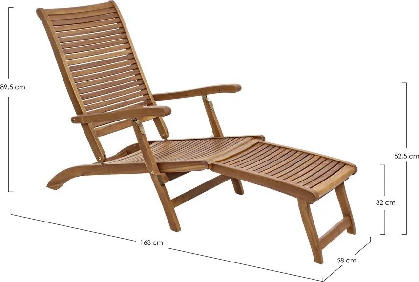 Градински шезлонг от масивно дърво в естествен цвят Noemi – Bizzotto