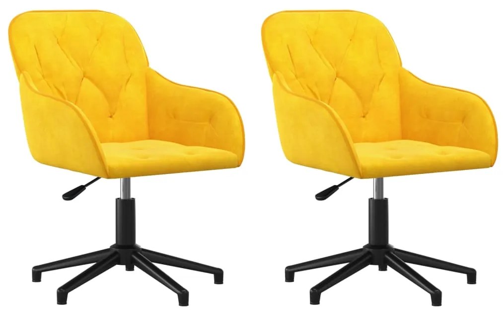 3103384 vidaXL Въртящи трапезни столове, 2 бр, жълти, кадифе