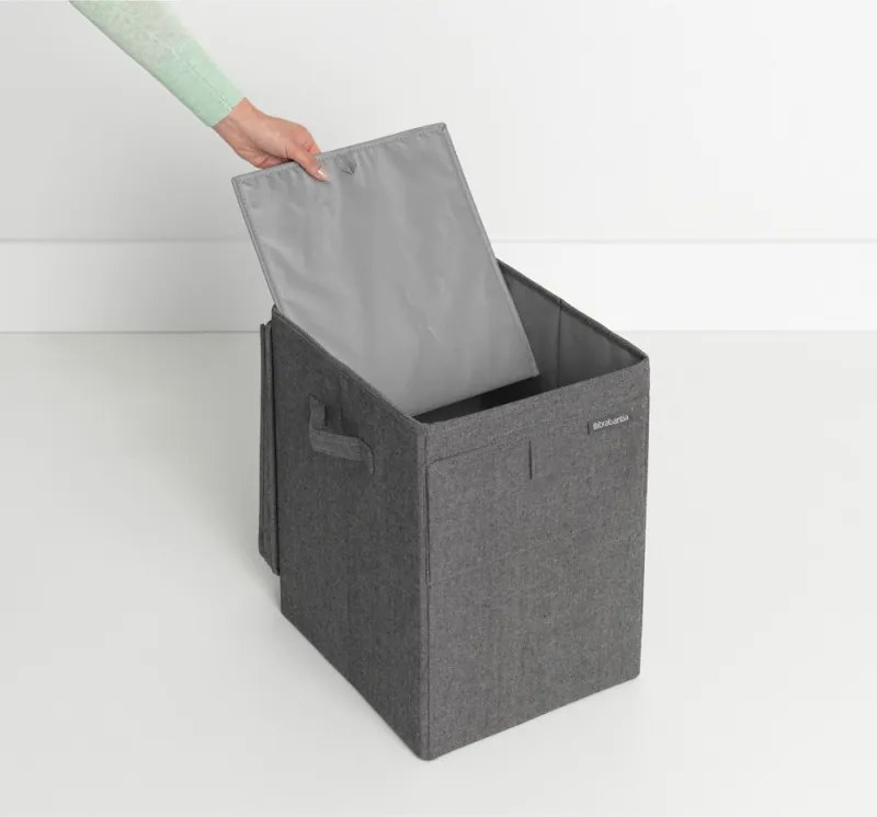 Кутия за пране Brabantia Stackable 1000828, 35 л, Преден отвор, Широк капак, Сгъваема, Черен