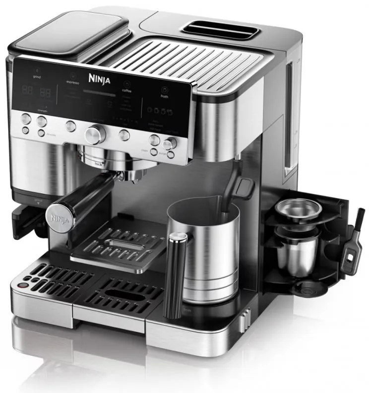 Кафеавтомат 3в1 Ninja Luxe Café Premier ES601, 1650W, 15 bar, 2л, Barista Assist, Безконтактно текстуриране, 4 режима, 3 темп. настройки, Инокс/черен