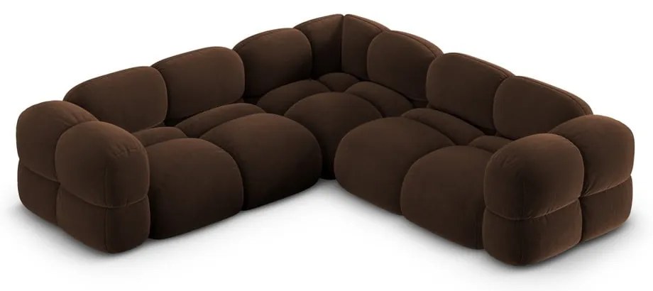 Тъмнокафяв кадифен ъглов диван Loretto – Cosmopolitan Design