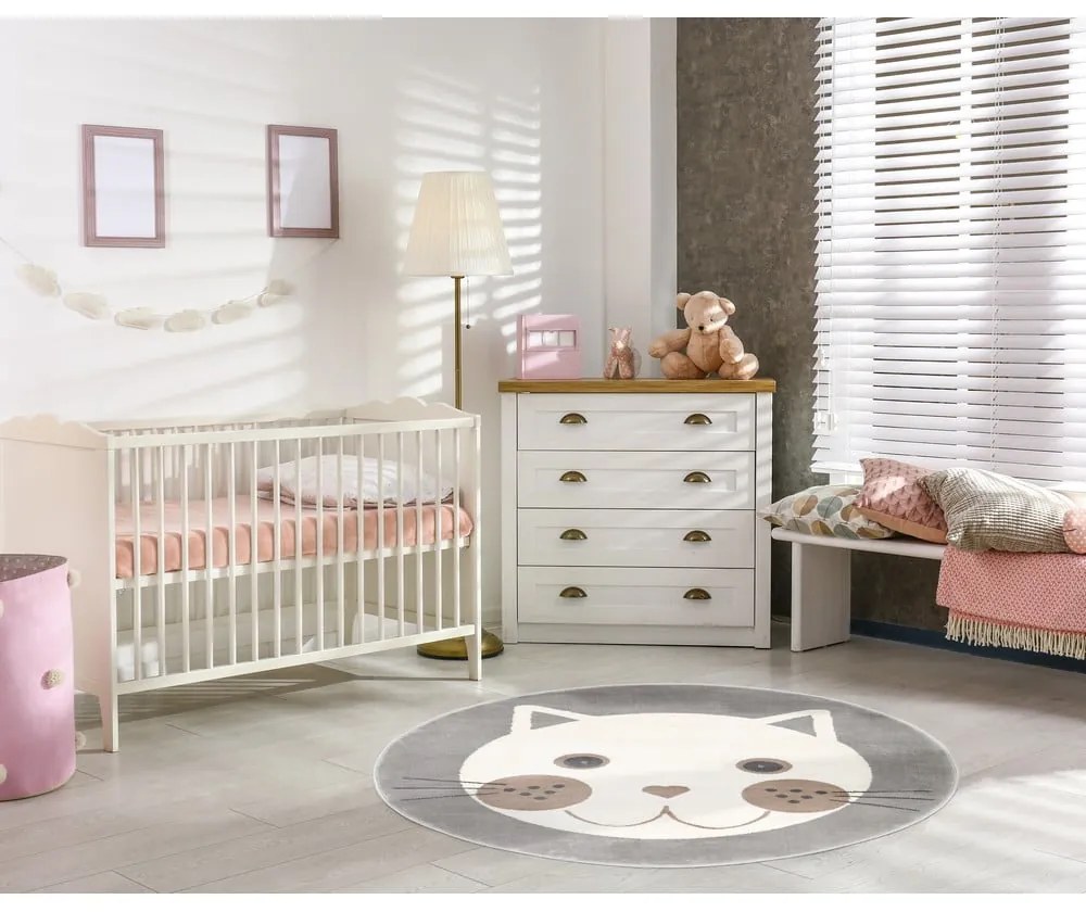 Сив детски килим ø 100 cm Soft – FD