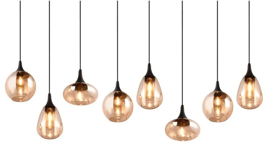 Черно-оранжева висяща лампа със стъклен абажур Lumina - Trio