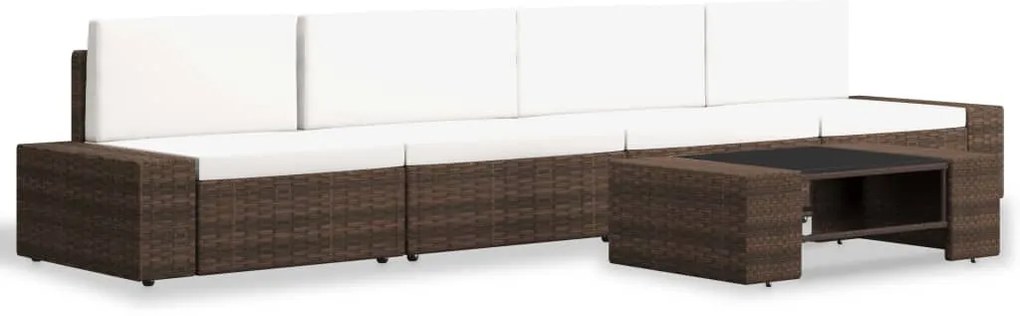 3054594 vidaXL Градински комплект, 5 части, кафяв полиратан