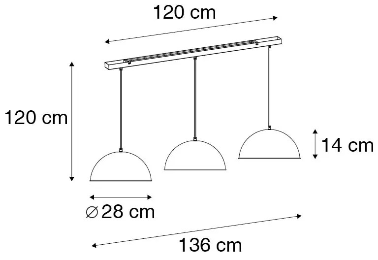 Индустриална висяща лампа черна със злато 3-светлина - Magnax