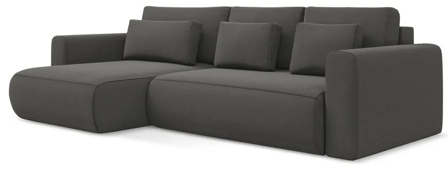 Тъмносив кадифен разтегателен ъглов диван с място за съхранение (ляв ъгъл) Kapua – Makamii