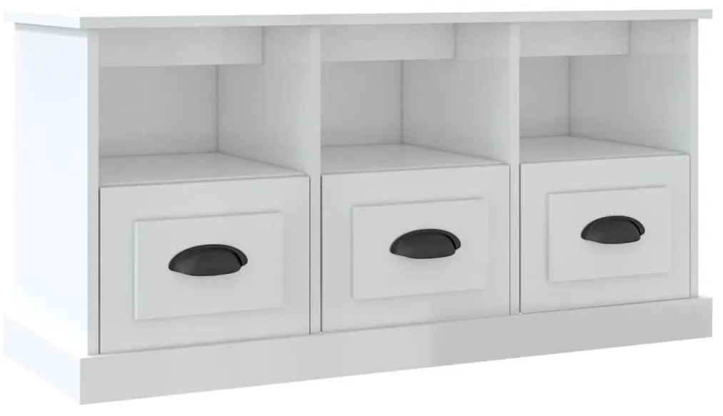 816290 vidaXL ТВ шкаф бял гланц 100x35x50 см инженерно дърво