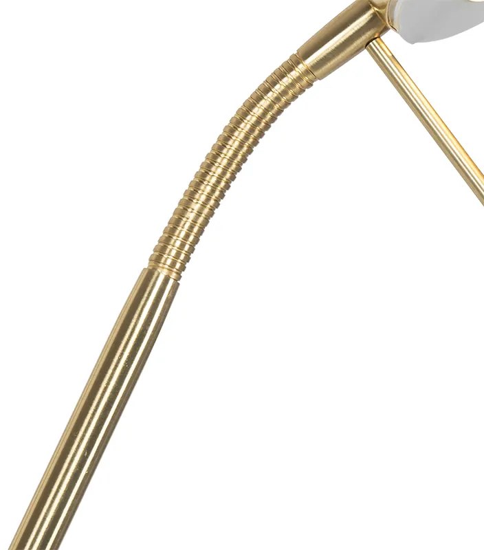 Модерна подова лампа месинг с лампа за четене с LED Dim to Warm - Diva