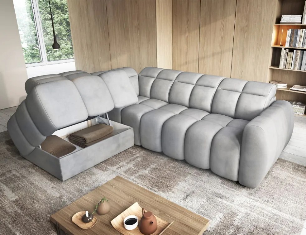 Ъглов диван Chicago-Сив-Ляв