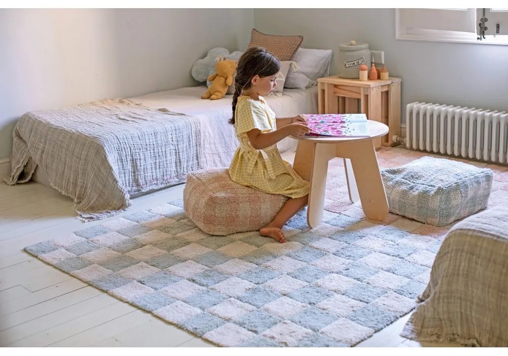 Светлорозов и кремав ръчно изработен памучен килим подходящ за пране 120x160 cm Kitchen Tiles Rose – Lorena Canals