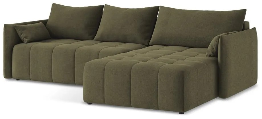 Разтегателен ъглов диван с място за съхранение в цвят каки (десен ъгъл) Moku – Makamii