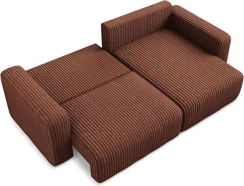 Теракотен сгъваем/с място за съхранение ъглов диван от рипсено кадифе (десен ъгъл) Kona – Makamii