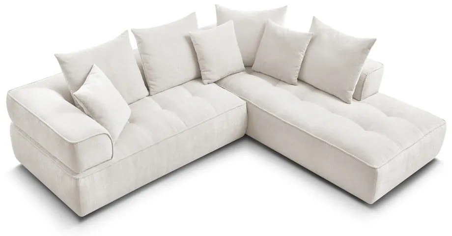 Бежов шенилов ъглов диван (десен ъгъл/L форма) Whesley – Bobochic Paris