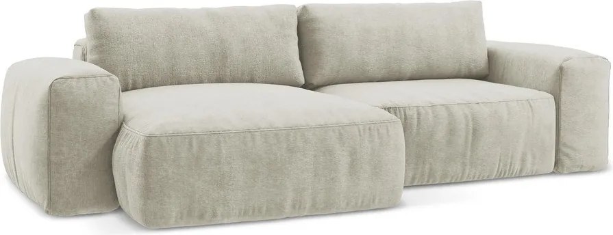 Бежов шенилов сгъваем ъглов диван (ляв ъгъл) Kuki – Makamii