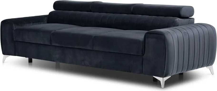 Антрацитен кадифен разтегателен диван 261 cm Laurence – ELTAP