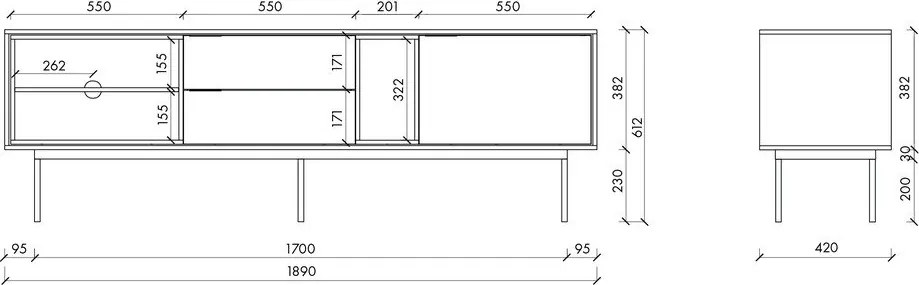 Сиво-бежова маса за телевизор 189x61x42 cm Mod – noo.ma
