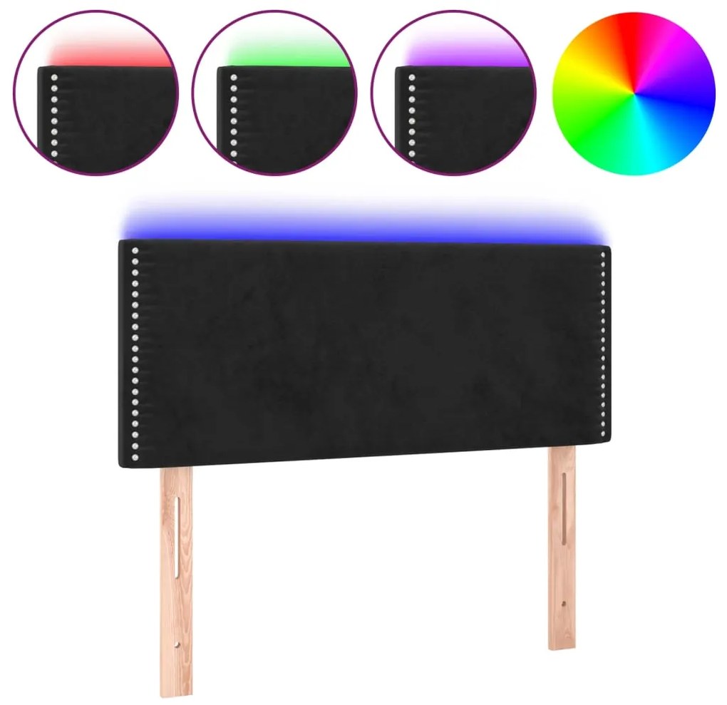 3121504 vidaXL LED горна табла за легло, черна, 80x5x78/88 см, кадифе