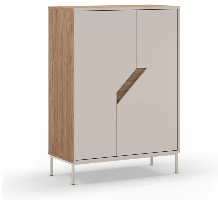 Кремавo-естествен скрин от декор от дъб 85x120x40 cm Lilou – Marckeric