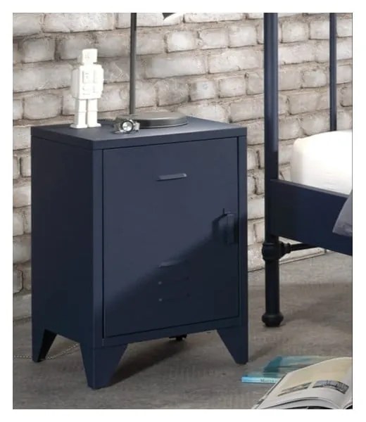 Синьо метално детско нощно шкафче BRONXX – Vipack