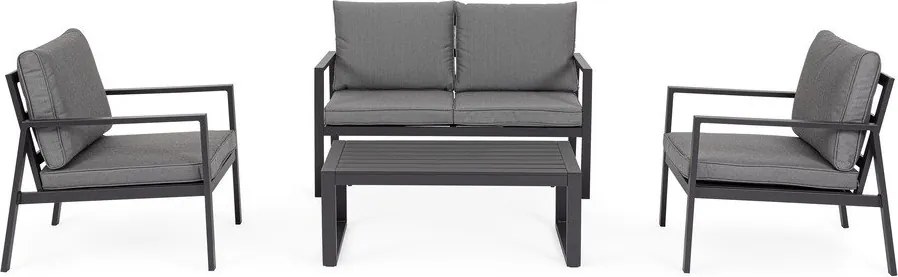Антрацитен алуминиев градински комплект за отдих за 4 Hilde – Bizzotto