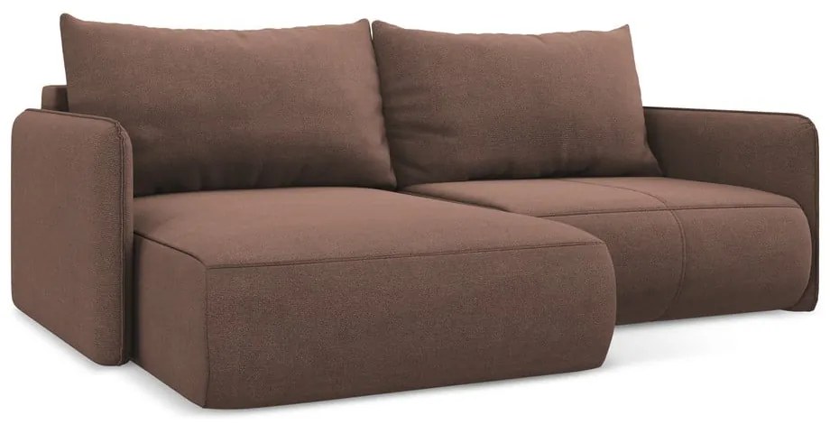 Розов разтегателен ъглов диван с място за съхранение (ляв ъгъл) Nanea – Makamii