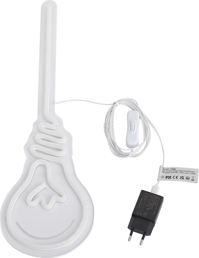 Неонова стенна лампа топло бяла с LED - Light Bulb