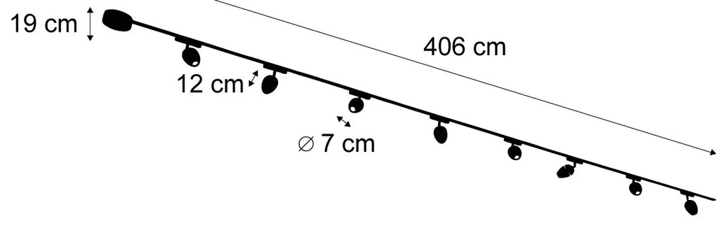 Модерна релсова система за осветление с 8 черни прожектора 1-фазов - Magnetic Eggy