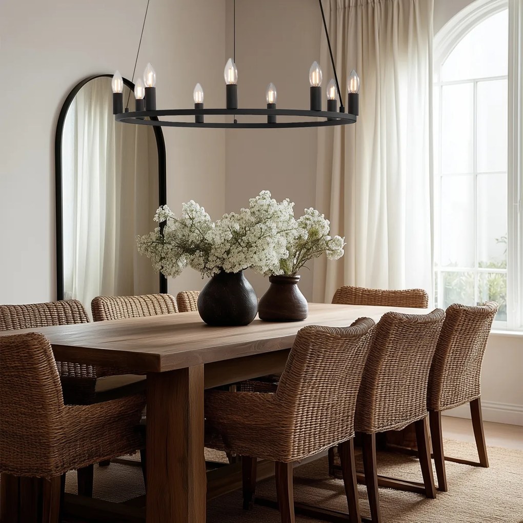 Индустриална висяща лампа черна 9-лампи - Knight