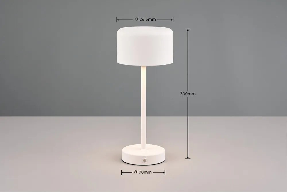 Бяла LED настолна лампа с възможност за димиране (височина 30 cm) Jeff - Reality