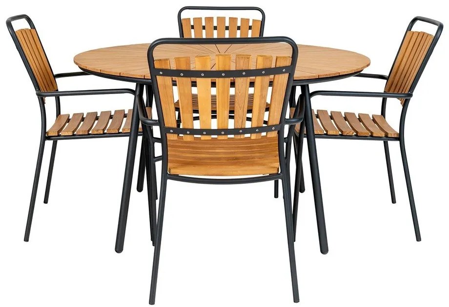 Кръгла трапезна маса от масивно тиково дърво ø 130 cm Cleveland – House Nordic