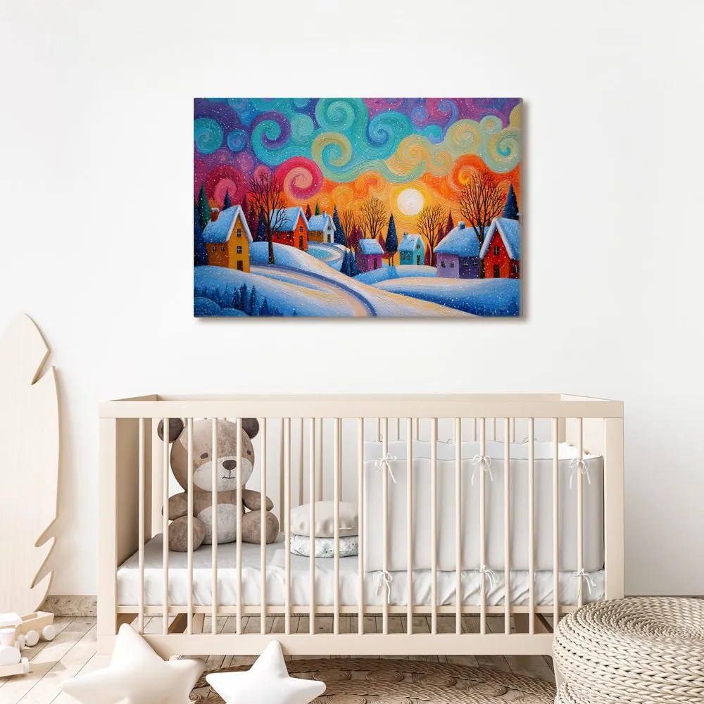 Картина на платно Коледна – Зимна магия на селцето