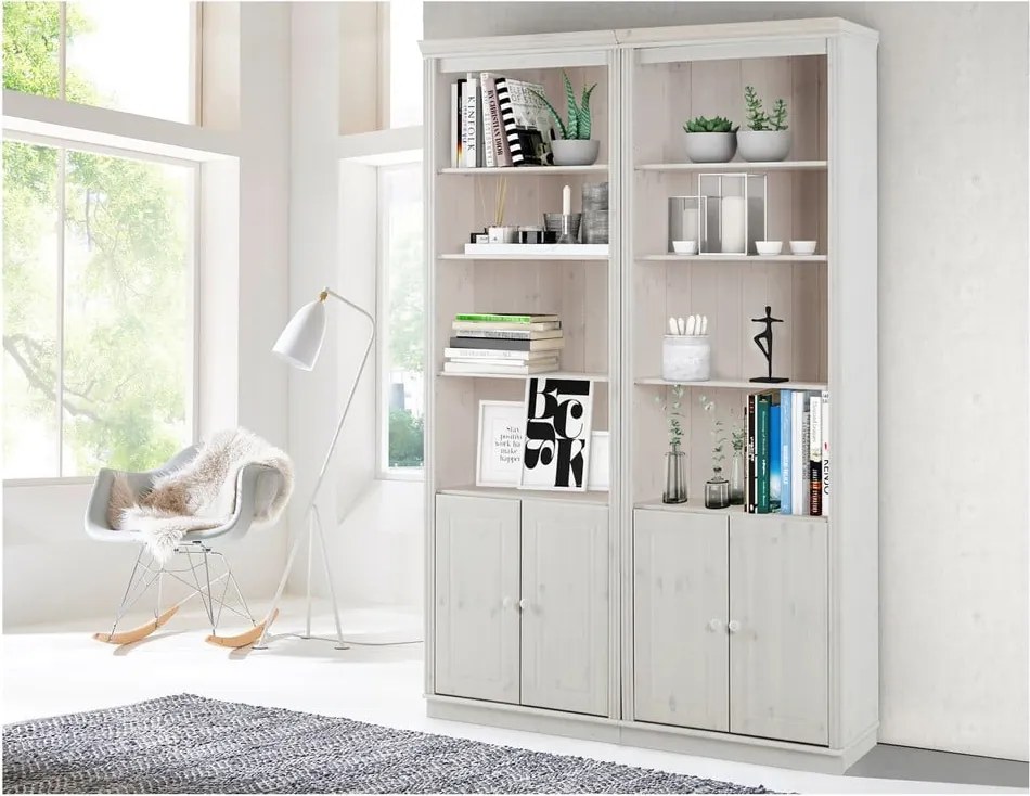 Бяла библиотека от масивен бор 148x223 cm Anita – Støraa