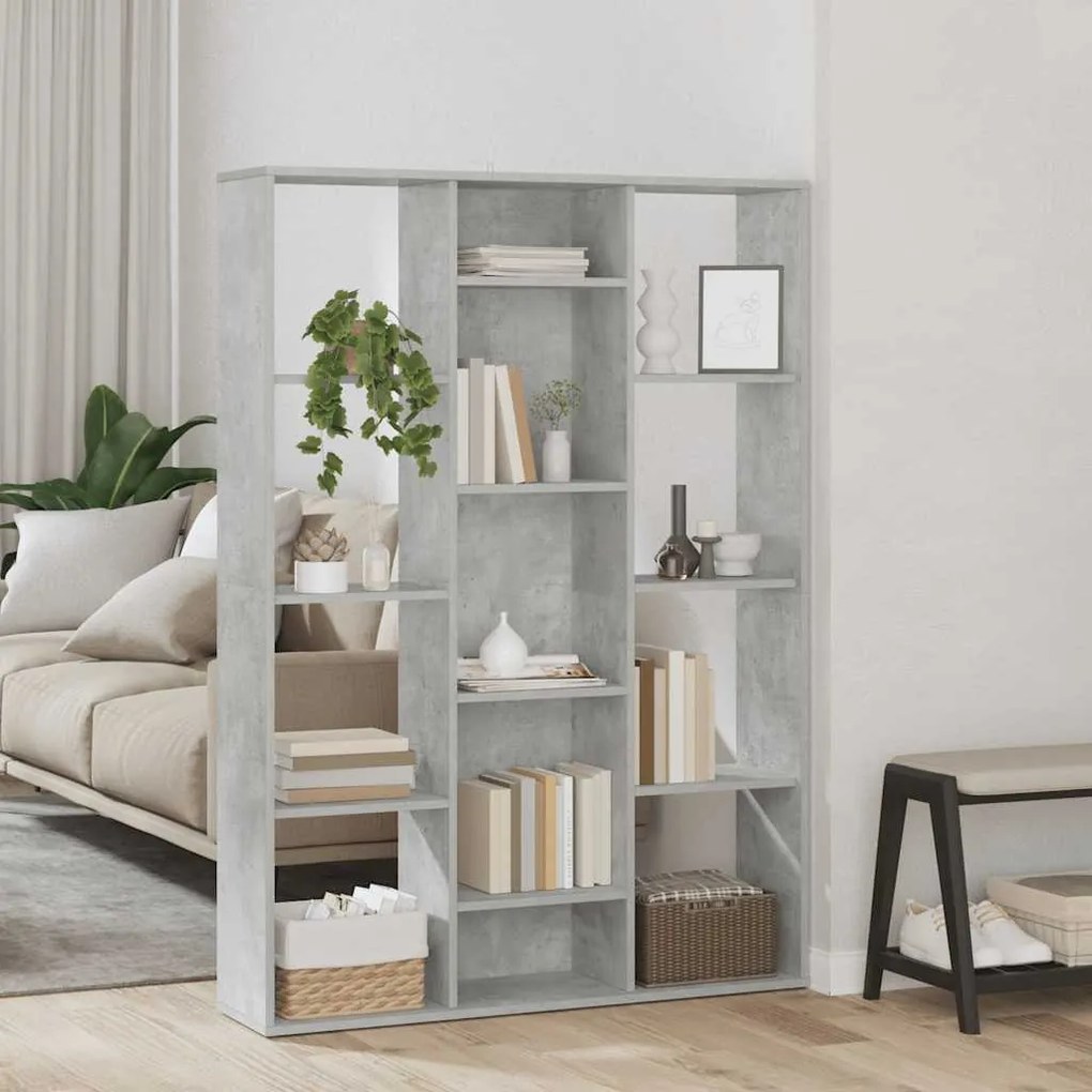 800445 vidaXL Разделител за стая, бетонно сив, 100x24x140 см, инженерно дърво