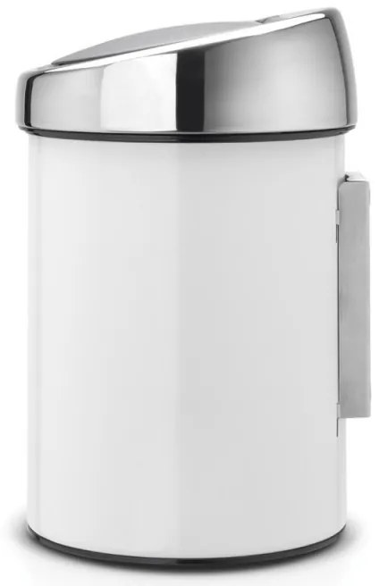 Кош за боклук Brabantia Touch Bin 647216, 3 л, Плавно и безшумно отваряне, Стенен монтаж, Бял