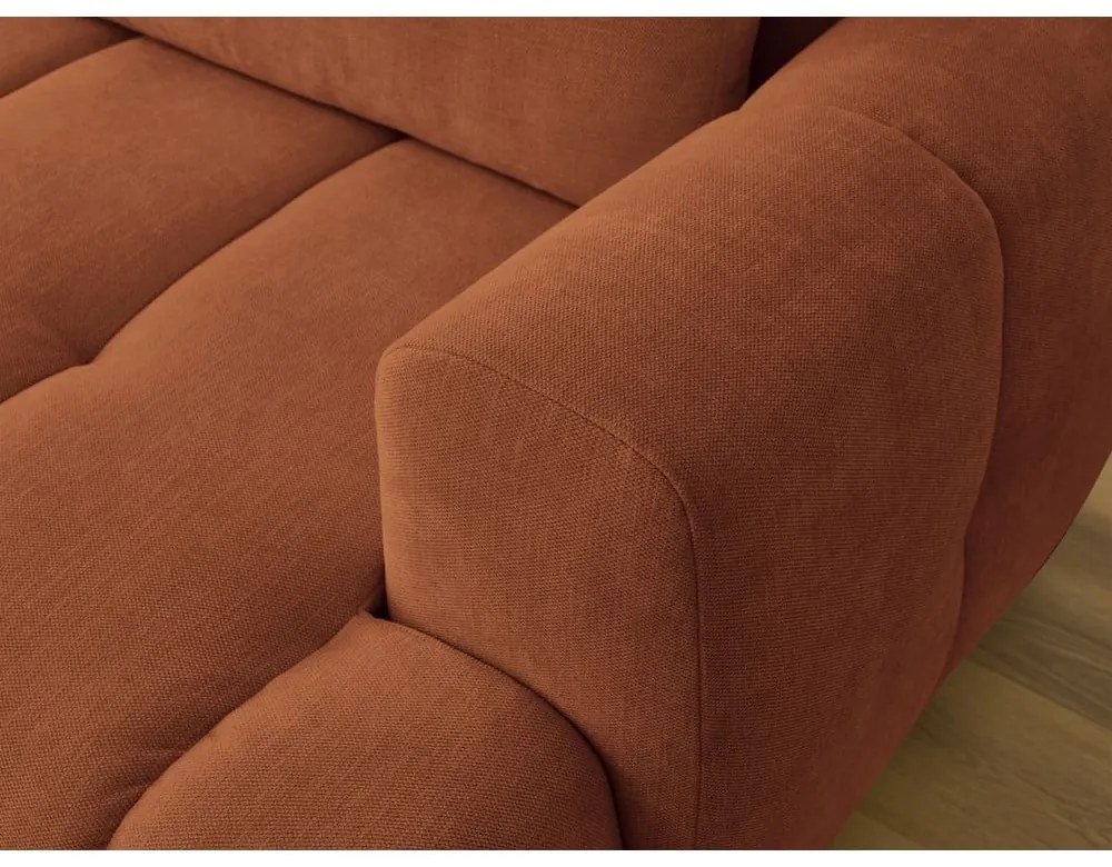 Сгъваем/с място за съхранение ъглов диван в тухлен цвят (ляв ъгъл) Fuji – Bobochic Paris