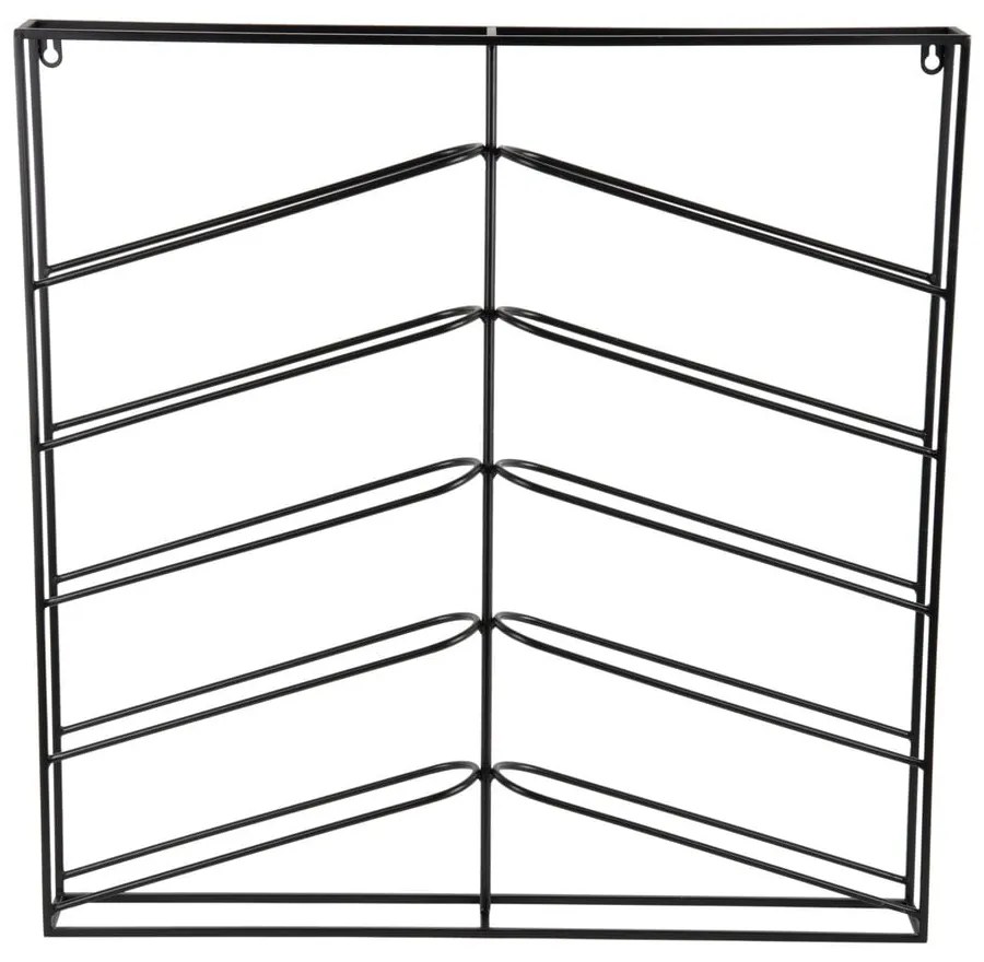 Черен стенен метален стелаж за вино брой бутилки 10 67x66x7,5 cm Cuadro – PT LIVING