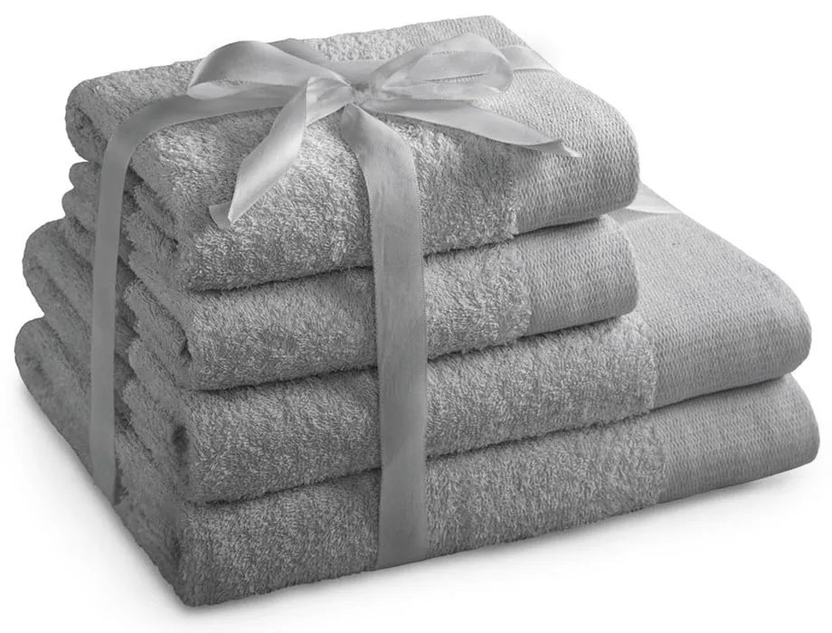 Сиви памучни хавлии и кърпи за баня в комплект от 4 бр. от тери Amari – Restilo