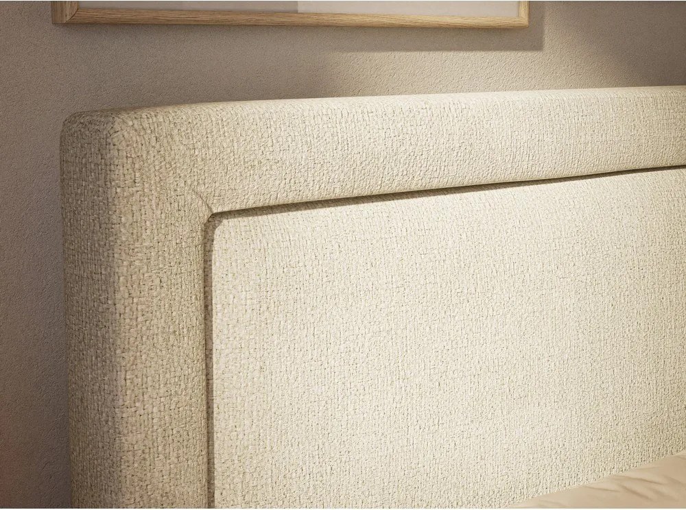 Кремаво боксспринг легло 200x200 cm с място за съхранение Fresco – Maison de Rêve