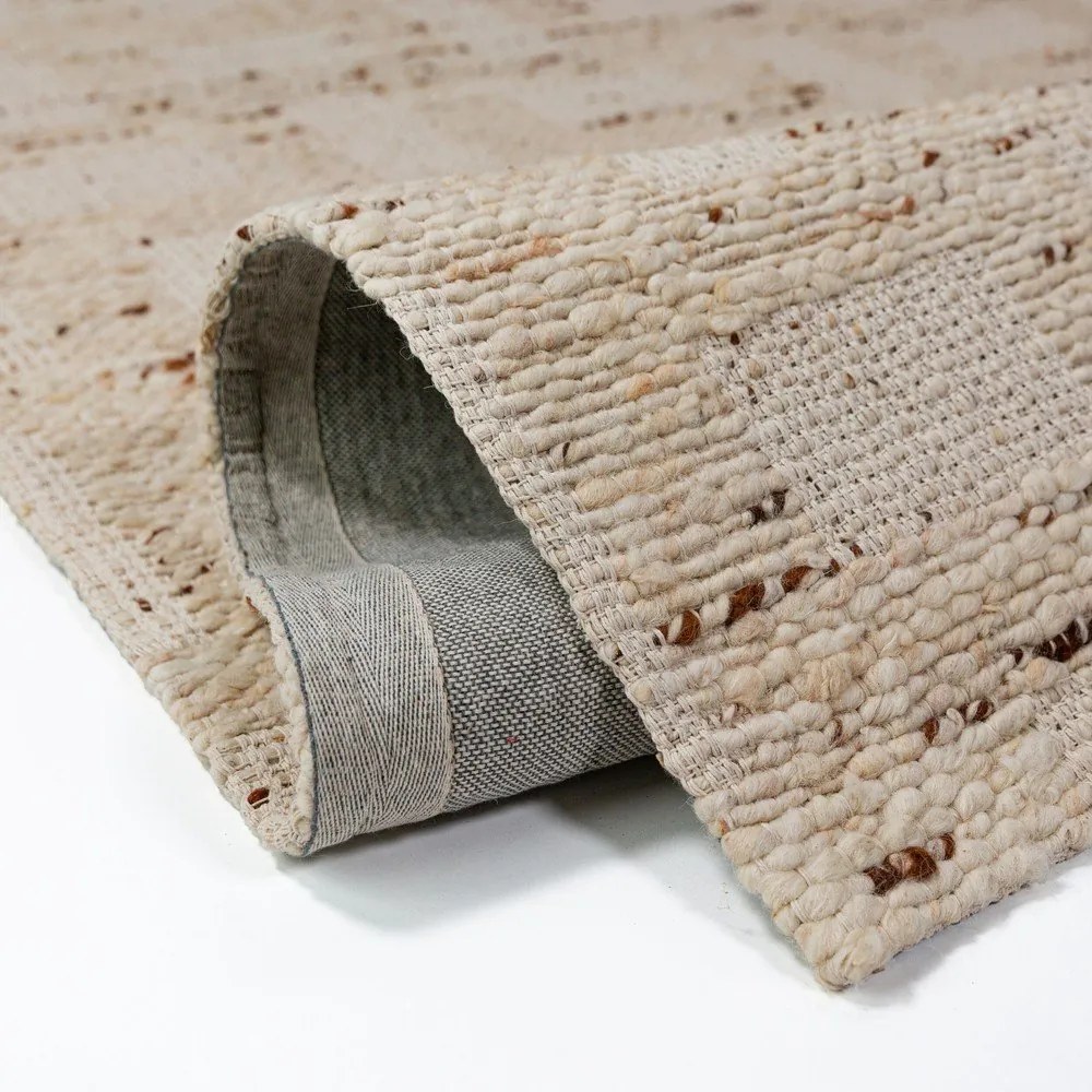 Ръчно изработена пътека със смес от вълна в естествен цвят 80x230 cm Rova Blend – Flair Rugs