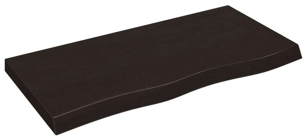 3156430 vidaXL Плот за маса тъмнокафяв 100x50x(2-6) см обработен масивен дъб