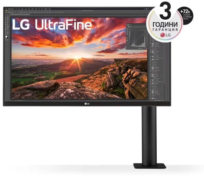 Монитор LG 27UN880-B, 27" UltraFine UHD, IPS 4K, 5ms, 1000:1, 350cd/m2, 3840 x 2160, sRGB 99%, HDR 400, HDMI, USB-C, DisplayPort, AMD FreeSync, Headphone out, Tilt, Height (Range), Swivel, Pivot, MAXX Audio 5W,  Black