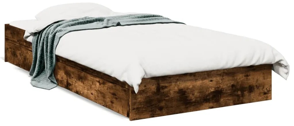 3280717 vidaXL Рамка за легло с чекмеджета опушен дъб 75x190см инженерно дърво