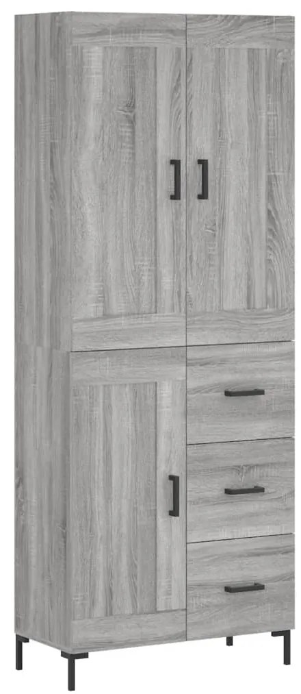 3200007 vidaXL Висок шкаф, сив сонома, 69,5x34x180 см, инженерно дърво